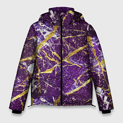 Куртка зимняя мужская Фиолетовые и золотые блестки, цвет: 3D-черный