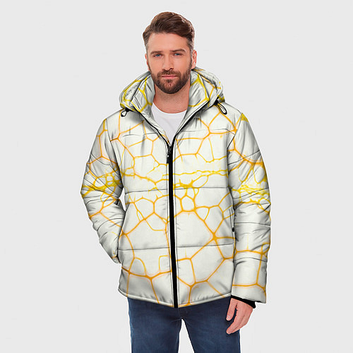 Мужская зимняя куртка Жёлтые разломы / 3D-Красный – фото 3