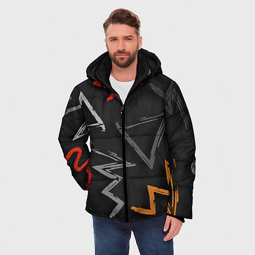 Мужская зимняя куртка Паттерн фигуры / 3D-Черный – фото 3