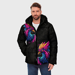 Куртка зимняя мужская Киберпанк Птица, цвет: 3D-черный — фото 2