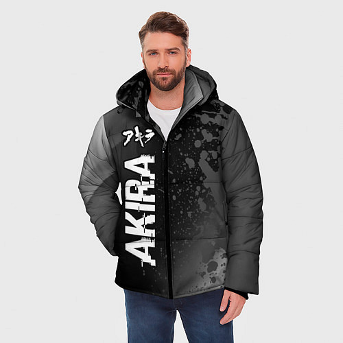 Мужская зимняя куртка Akira glitch на темном фоне: по-вертикали / 3D-Черный – фото 3