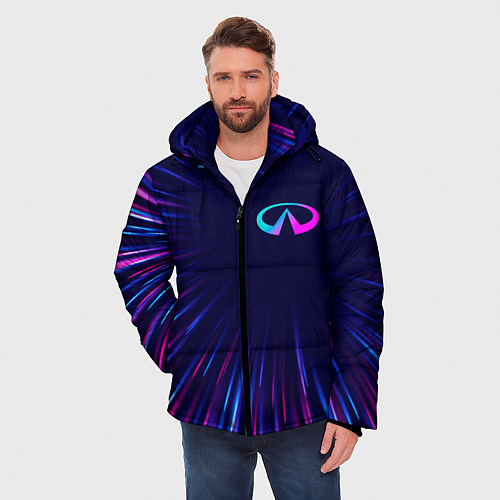 Мужская зимняя куртка Infiniti neon speed lines / 3D-Черный – фото 3