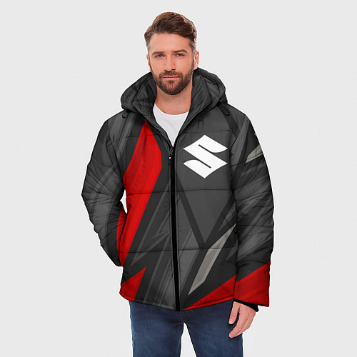 Мужская зимняя куртка Suzuki sports racing / 3D-Черный – фото 3