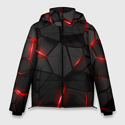 Куртка зимняя мужская Плиты с красной подсветкой, цвет: 3D-черный