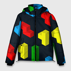 Куртка зимняя мужская Крупные фигуры из игры Тетрис, цвет: 3D-красный
