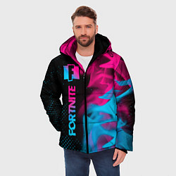 Куртка зимняя мужская Fortnite - neon gradient: по-вертикали, цвет: 3D-черный — фото 2