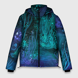 Мужская зимняя куртка Абстракция: неоновые огни подводного мира