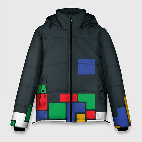 Мужская зимняя куртка Падающий блок тетрис / 3D-Красный – фото 1