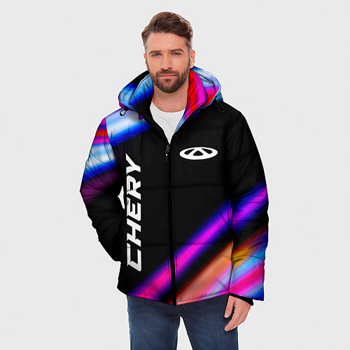 Мужская зимняя куртка Chery speed lights / 3D-Черный – фото 3