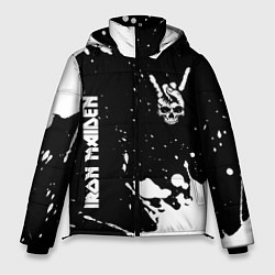 Куртка зимняя мужская Iron Maiden и рок символ на темном фоне, цвет: 3D-черный