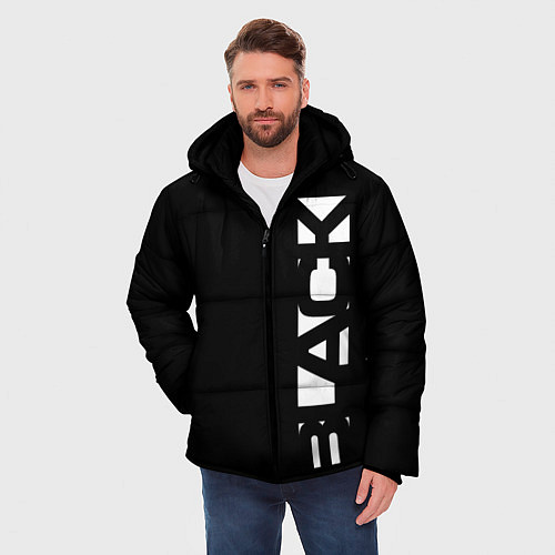 Мужская зимняя куртка Black minimalistik / 3D-Светло-серый – фото 3