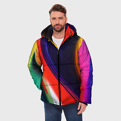 Куртка зимняя мужская Абстракция красок мазками, цвет: 3D-черный — фото 2