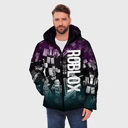 Куртка зимняя мужская Роблокс персонажи под градиентом, цвет: 3D-черный — фото 2