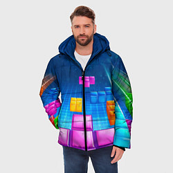 Куртка зимняя мужская Падающие сверху блоки тетриса, цвет: 3D-светло-серый — фото 2