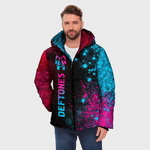 Мужская зимняя куртка Deftones - neon gradient: по-вертикали / 3D-Черный – фото 3