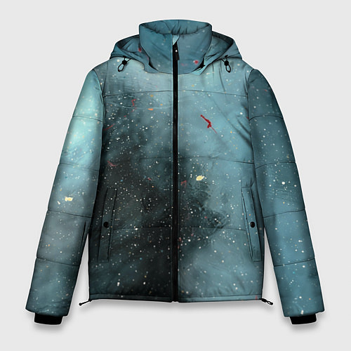 Мужская зимняя куртка Синий дым и остатки красок / 3D-Красный – фото 1
