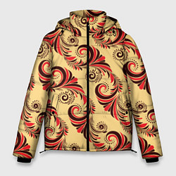 Куртка зимняя мужская Винтажный растительный орнамент, цвет: 3D-красный