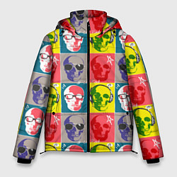 Куртка зимняя мужская Черепа в паттерне, цвет: 3D-красный