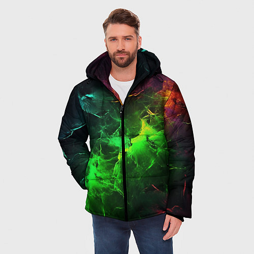 Мужская зимняя куртка Зеленое свечение / 3D-Черный – фото 3