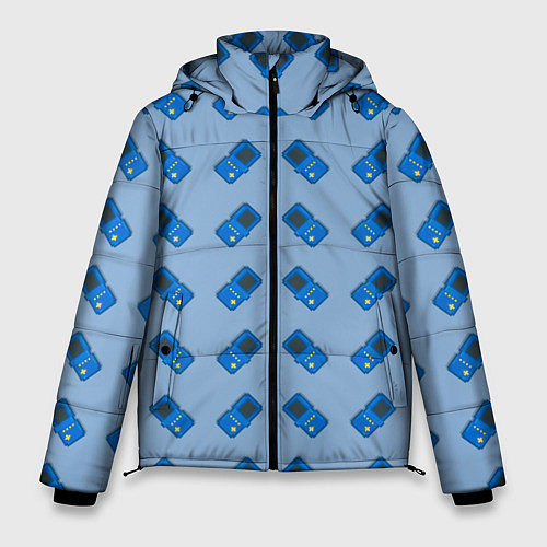 Мужская зимняя куртка Синяя консоль тетрис / 3D-Красный – фото 1
