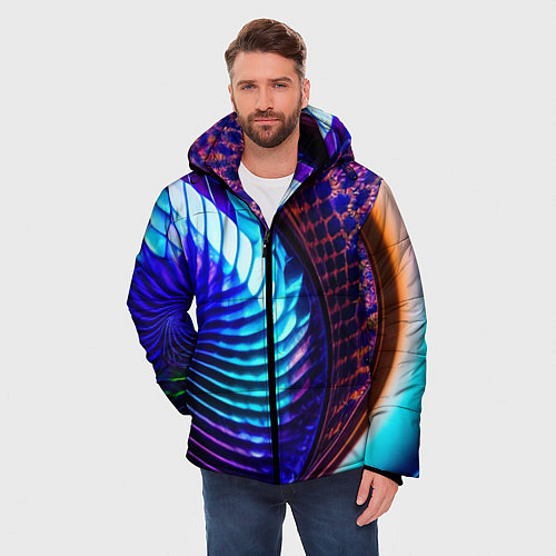 Мужская зимняя куртка Неоновый водоворот / 3D-Черный – фото 3