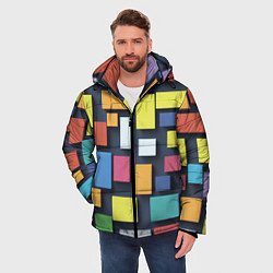 Куртка зимняя мужская Тетрис цветные кубики, цвет: 3D-красный — фото 2