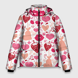 Куртка зимняя мужская Клубничная любовь, цвет: 3D-красный