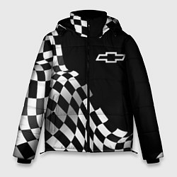 Куртка зимняя мужская Chevrolet racing flag, цвет: 3D-черный