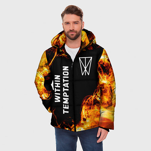 Мужская зимняя куртка Within Temptation и пылающий огонь / 3D-Черный – фото 3