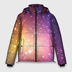 Куртка зимняя мужская Желто фиолетовое свечение и звезды, цвет: 3D-черный