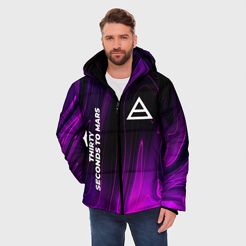 Мужская зимняя куртка Thirty Seconds to Mars violet plasma / 3D-Черный – фото 3