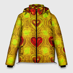 Куртка зимняя мужская Узор рубиновые сердца, цвет: 3D-красный