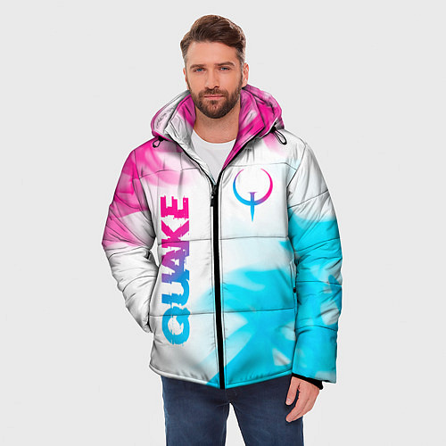 Мужская зимняя куртка Quake neon gradient style: надпись, символ / 3D-Черный – фото 3