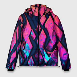 Мужская зимняя куртка Розово-голубые соты и разломы