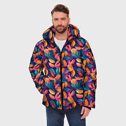 Куртка зимняя мужская Россыпь разноцветных лепестков, цвет: 3D-красный — фото 2