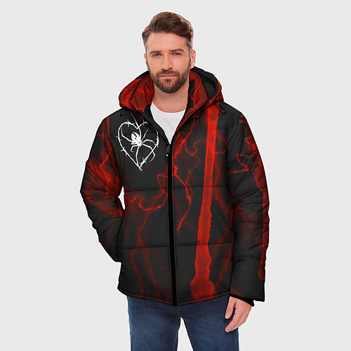 Мужская зимняя куртка Гранж, разводы и паук / 3D-Красный – фото 3