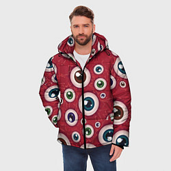 Куртка зимняя мужская Множество жутких глаз, цвет: 3D-красный — фото 2
