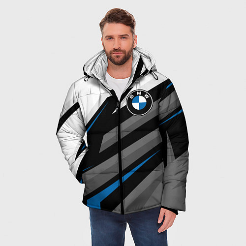 Мужская зимняя куртка БМВ - спортивная униформа / 3D-Черный – фото 3