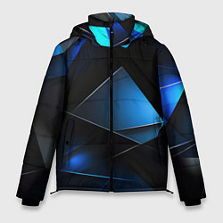 Куртка зимняя мужская Черные и синие элементы, цвет: 3D-черный