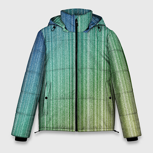 Мужская зимняя куртка Градиент полосы зеленый / 3D-Светло-серый – фото 1