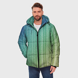Куртка зимняя мужская Градиент полосы зеленый, цвет: 3D-светло-серый — фото 2