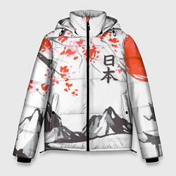 Куртка зимняя мужская Цветущая сакура и солнце - Япония, цвет: 3D-красный
