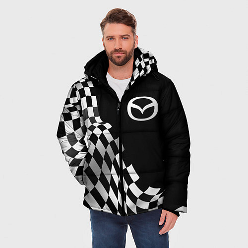 Мужская зимняя куртка Mazda racing flag / 3D-Черный – фото 3