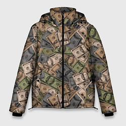 Куртка зимняя мужская Камуфляж с банкнотой в 100 долларов, цвет: 3D-светло-серый