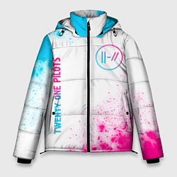 Куртка зимняя мужская Twenty One Pilots neon gradient style: надпись, си, цвет: 3D-черный