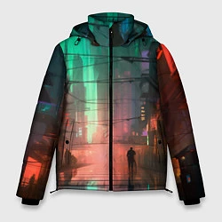 Куртка зимняя мужская Кибер город будущего, цвет: 3D-красный