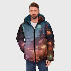 Куртка зимняя мужская Киберпанк город будущего, цвет: 3D-светло-серый — фото 2
