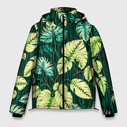 Куртка зимняя мужская Листья узор тропический, цвет: 3D-светло-серый