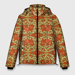 Куртка зимняя мужская Красно-золотой средневековый узор, цвет: 3D-красный