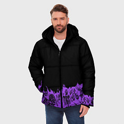 Куртка зимняя мужская Скелеты в неоновом огне, цвет: 3D-черный — фото 2